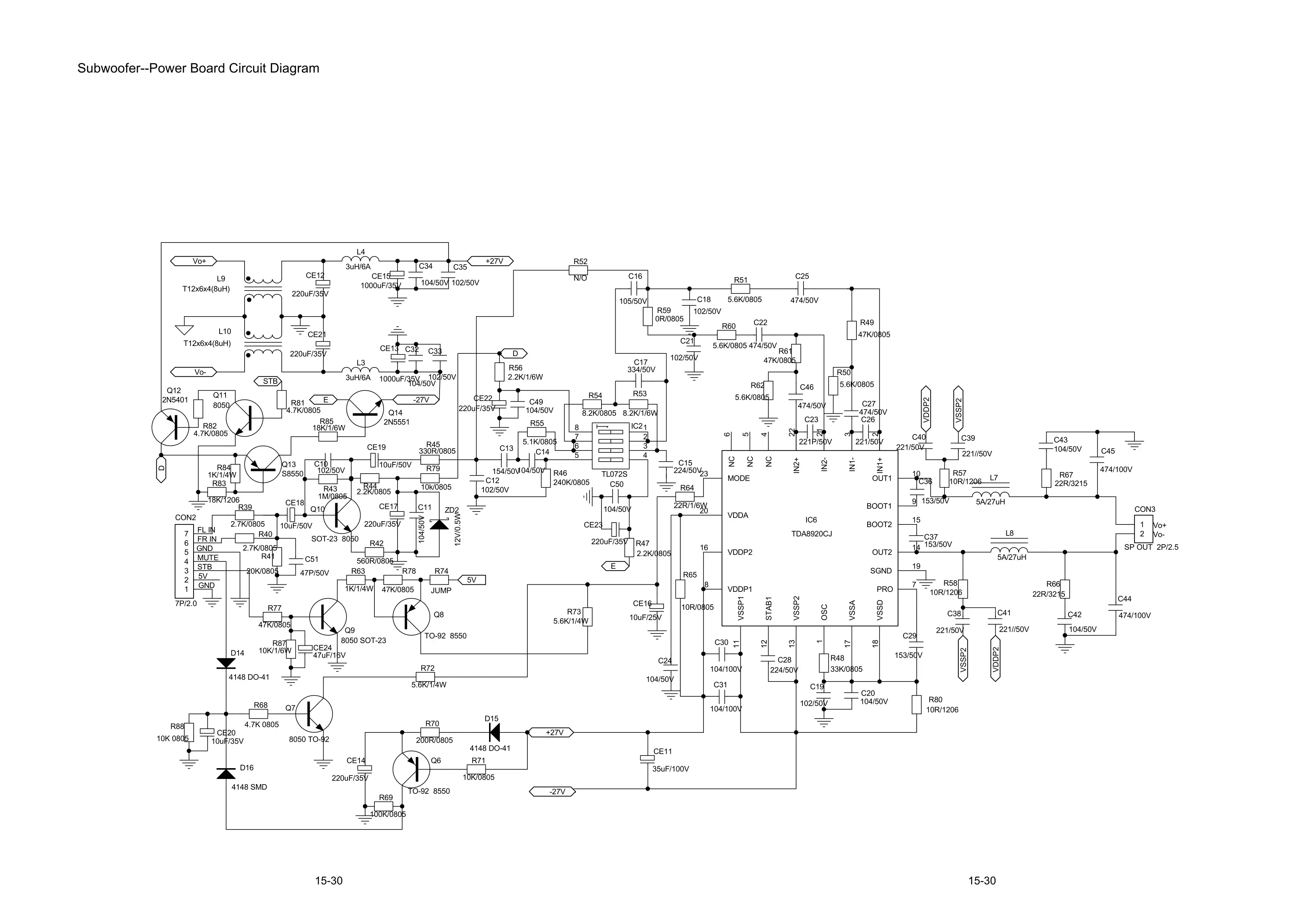 Power board schematics from the service manual