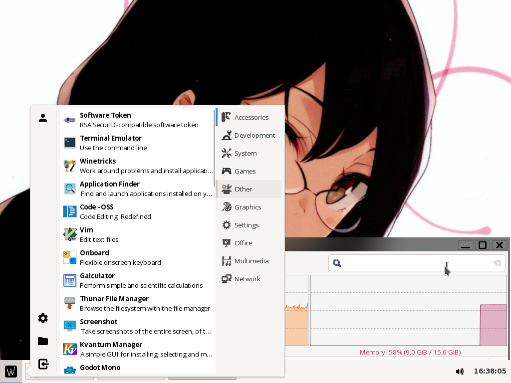 Screenshot of desktop with wapanel applied